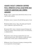 AQUATIC FACILITY OPERATOR CERTIFIED POOL OPERATOR ACTUAL EXAM PAPER 2024 COMPLETE QUESTIONS AND VERIFIED ANSWERS