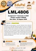 LML4806 Assignment 1 &lpar;COMPLETE ANSWERS&rpar; Semester 2 2026 &lpar;256940&rpar; - DUE 18 August 2026