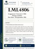LML4806 Assignment 2 &lpar;QUALITY ANSWERS&rpar; Semester 2 2026