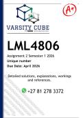 LML4806 Assignment 2 &lpar;DETAILED ANSWERS&rpar; Semester 1 2026 - DISTINCTION GUARANTEED