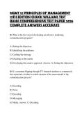 MGMT 12 PRINCIPLES OF MANAGEMENT 12TH EDITION CHUCK WILLIAMS TEST BANK COMPREHENSIVE TEST PAPER 2026 COMPLETE ANSWERS ACCURATE