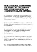MGMT 12 PRINCIPLES OF MANAGEMENT 12TH EDITION CHUCK WILLIAMS TEST BANK ACTUAL EXAMINATION 2026 QUESTIONS WITH SOLUTIONS GRADED A&plus;