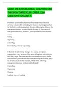 MGMT 310 INTRODUCTION CHAPTERS ONE THROUGH THREE STUDY GUIDE 2026 QUESTIONS GRADED A&plus;