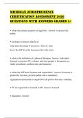 MICHIGAN JURISPRUDENCE CERTIFICATION ASSESSMENT 2026 QUESTIONS WITH ANSWERS GRADED A&plus;