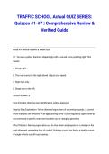 TRAFFIC SCHOOL Actual QUIZ SERIES&colon; Quizzes &num;1-&num;7 &vert; Comprehensive Review & Verified Guide