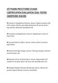 ATI PHARM PROCTORED EXAMS CERTIFICATION EVALUATION 2026 TESTED QUESTIONS SOLVED