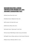MISSOURI BOATING LICENSE CERTIFICATION REVIEW SET 2026 ANSWERS GUARANTEED PASS
