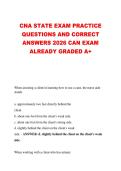CNA STATE EXAM PRACTICE  QUESTIONS AND CORRECT  ANSWERS 2026 CAN EXAM  ALREADY GRADED A&plus;