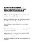 MISSOURI BOATING LICENSE COMPREHENSIVE TEST PAPER 2026 COMPLETE ANSWERS ACCURATE