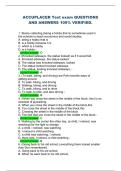 ACCUPLACER Test exam QUESTIONS AND ANSWERS 100&percnt; VERIFIED&period;