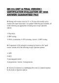 MN 576 UNIT 10 FINAL VERSION 1 CERTIFICATION EVALUATION SET 2026 ANSWERS GUARANTEED PAS