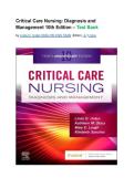 TEST BANK for Critical Care Nursing&colon; Diagnosis and Management 10th Edition All Chapters 1-41 Fully Covered Newest Version 2026 by Linda D&period; Urden DNSc RN CNS FAAN &lpar;Editor&rpar;&comma; & 3 more