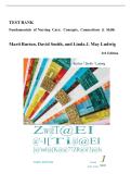 TEST BANK For Fundamentals of Nursing Care&colon; Concepts&comma; Connections and Skills 3rd Edition By Marti Burton&semi; David Smith&vert; Verified Chapter's 1 - 38 &vert; Complete