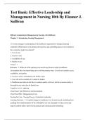 Effective Leadership & Management in Nursing Sullivan 10th Edition 2025&sol;2026 with Solution