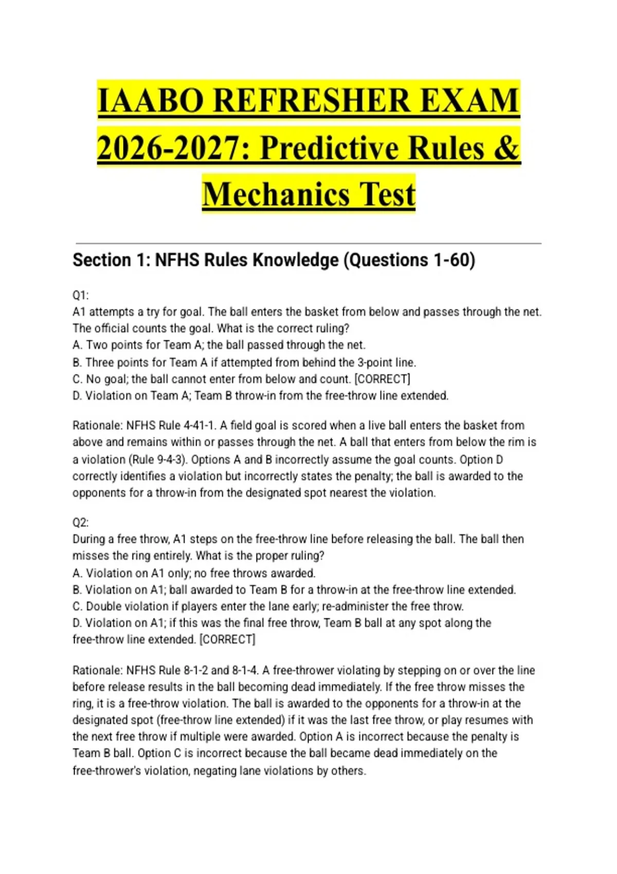 IAABO REFRESHER EXAM : Predictive Rules & Mechanics Test - IAABO ...