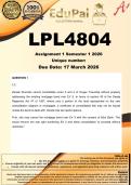 LPL4804 Assignment 1 &lpar;COMPLETE ANSWERS&rpar; Semester 1 2026 - DUE 17 March 2026
