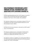 NHA PHARMACY TECHNICIAN LATEST VERSION ACTUAL EXAMINATION 2026 QUESTIONS WITH ANSWERS GRADED A&plus;