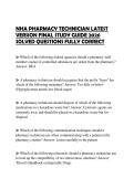 NHA PHARMACY TECHNICIAN LATEST VERSION FINAL STUDY GUIDE 2026 SOLVED QUESTIONS FULLY CORRECT