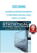 Introduction to Statistical Investigations&comma; 2nd Edition &lpar;Nathan Tintle & Beth L&period; Chance&rpar; &ndash; Complete Test Bank &lpar;Ch&period; 1&ndash;11&rpar;