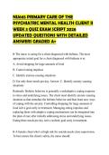 NU665 PRIMARY CARE OF THE PSYCHIATRIC MENTAL HEALTH CLIENT II WEEK 3 QUIZ EXAM SCRIPT 2026 UPDATED QUESTIONS WITH DETAILED ANSWERS GRADED A