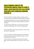 NU665 PRIMARY CARE OF THE PSYCHIATRIC MENTAL HEALTH CLIENT II WEEK 3 QUIZ PRACTICE TEST 2026 TESTED QUESTIONS WITH COMPLETE ANSWERS GRADED A&plus;