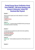Florida Process Server Certification Exam 2026&sol;2027 &ndash; 200 Actual Questions with Answers & Rationales &vert; PDF