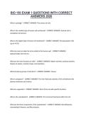 BIO 150 EXAM 1 QUESTIONS WITH CORRECT ANSWERS 2026