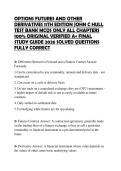 OPTIONS FUTURES AND OTHER DERIVATIVES 11TH EDITION JOHN C HULL TEST BANK MCQS ONLY ALL CHAPTERS 100&percnt; ORIGINAL VERIFIED A&plus; FINAL STUDY GUIDE 2026 SOLVED QUESTIONS FULLY CORRECT
