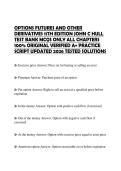 OPTIONS FUTURES AND OTHER DERIVATIVES 11TH EDITION JOHN C HULL TEST BANK MCQS ONLY ALL CHAPTERS 100&percnt; ORIGINAL VERIFIED A&plus; PRACTICE SCRIPT UPDATED 2026 TESTED SOLUTIONS