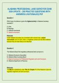 ALABAMA PROFESSIONAL LAND SURVEYOR EXAM  2026 UPDATE &ndash; 200 PRACTICE QUESTIONS WITH  ANSWERS & RATIONALES&vert; PDF 