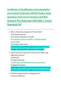 Certificate of Qualification Instrumentation  and Control Technician &lpar;447A&rpar; Practice Exam  Questions And Correct Answers &lpar;Verified  Answers&rpar; Plus Rationales 2026 Q&A &vert; Instant  Download Pdf 