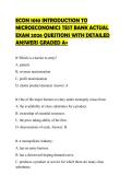 ECON 1010 INTRODUCTION TO  MICROECONOMICS TEST BANK ACTUAL  EXAM 2026 QUESTIONS WITH DETAILED  ANSWERS GRADED A&plus;