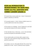 ECON 1010 INTRODUCTION TO  MICROECONOMICS TEST BANK FINAL  PAPER 2026 FULL QUESTIONS WITH  CORRECT ANSWERS GRADED A&plus; 