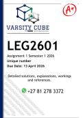 LEG2601 Assignment 1 &lpar;DETAILED ANSWERS&rpar; Semester 1 2026 - DISTINCTION GUARANTEED