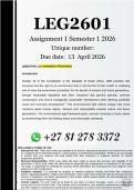 LEG2601 Assignment 1 &lpar;COMPLETE ANSWERS&rpar; Semester 1 2026 - DUE 17 April 2026