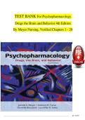 TEST BANK For Psychopharmacology Drugs the Brain and Behavior 4rd Edition By Meyer Nursing&comma; Verified Chapters 1 - 20