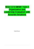 WGU C210 MKM1 Task 2 Organization and Leadership Evaluation with Accurate Solutions 2026