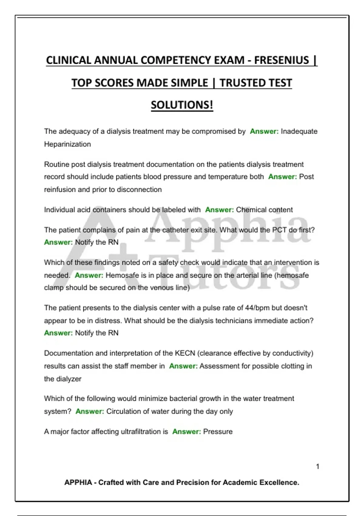 Competency Test Doctors CLINICAL ANNUAL COMPETENCY EXAM - FRESENIUS | TOP SCORES MADE SIMPLE ...