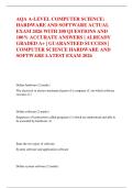 AQA A-LEVEL COMPUTER SCIENCE&colon;  HARDWARE AND SOFTWARE ACTUAL  EXAM 2026 WITH 200 QUESTIONS AND  100&percnt; ACCURATE ANSWERS &vert; ALREADY  GRADED A&plus; &vert; GUARANTEED SUCCESS &vert;  COMPUTER SCIENCE HARDWARE AND  SOFTWARE LATEST EXAM 2026 