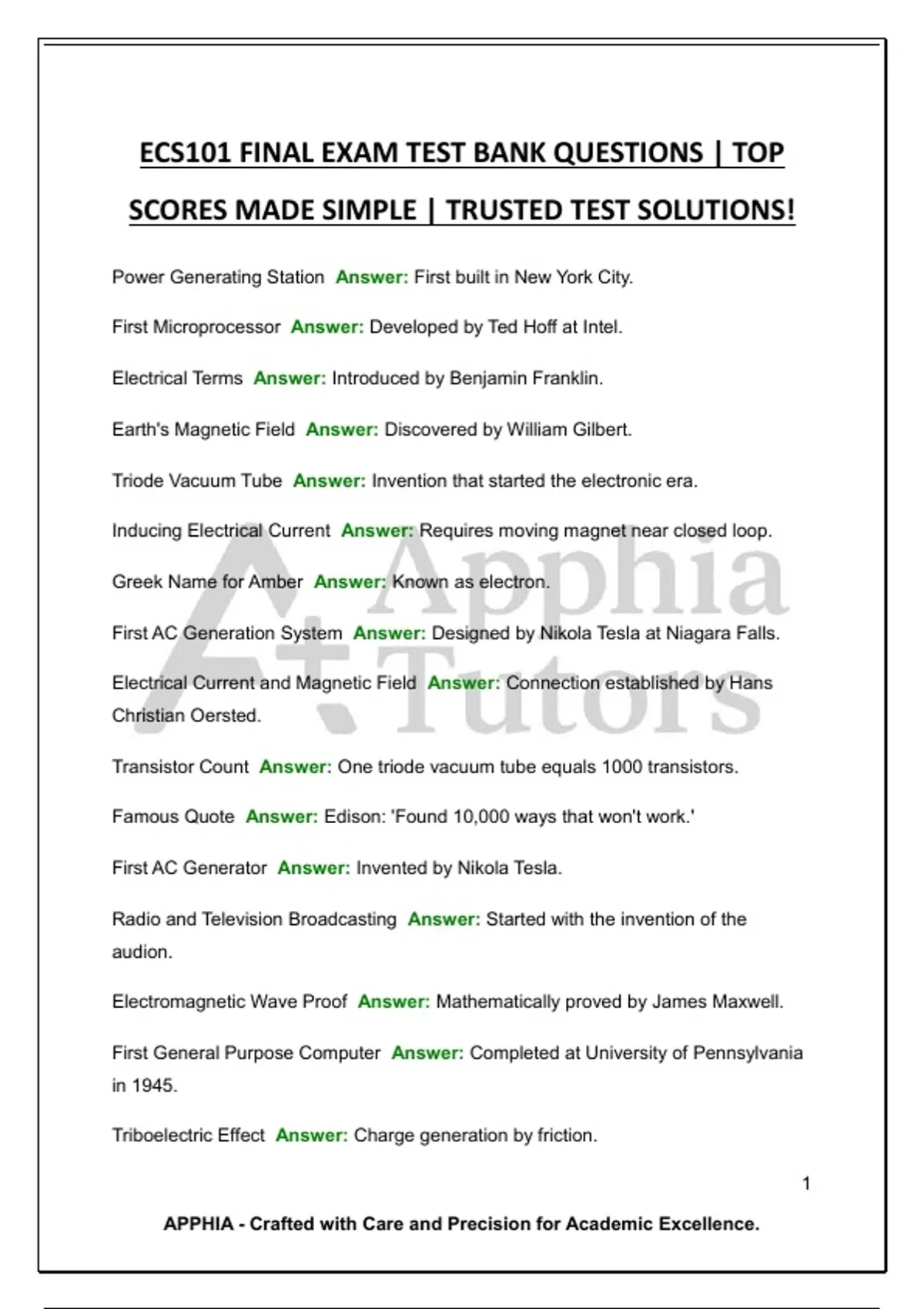 ECS101 FINAL EXAM TEST BANK QUESTIONS | TOP SCORES MADE SIMPLE ...