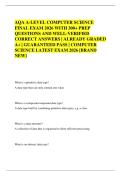 BUNDLE FOR AQA A-LEVEL COMPUTER SCIENCE  ACTUAL EXAMS 2026 WITH PREP  QUESTIONS AND WELL-VERIFIED  CORRECT ANSWERS &vert; ALREADY GRADED  A&plus; &vert; GUARANTEED PASS &vert; COMPUTER  SCIENCE LATEST EXAMS 2026 &lbrack;BRAND  NEW&rsqb;  