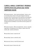 CLINICAL ANNUAL COMPETENCY FRESENIUS CERTIFICATION EVALUATION 2026 TESTED QUESTIONS SOLVED