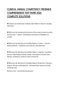 CLINICAL ANNUAL COMPETENCY FRESENIUS COMPREHENSIVE TEST PAPER 2026 COMPLETE SOLUTIONS