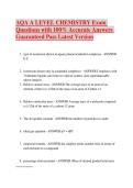 AQA A LEVEL CHEMISTRY Exam Questions with 100&percnt; Accurate Answers Guaranteed Pass Latest Version&period;