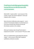 Final Study Guide Managing Hospitality Human Resources 5th Ed exam with correct answers 