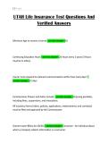 UTAH Life Insurance Test Questions And Verified Answers