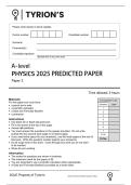 AQA AL Physics Question Paper 1 2025 Predicted 2026 MAY JUNE PRACTICE  PAPER