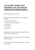CLST 103 LIBERTY UNIVERSITY MATH ASSESSMENT ACTUAL TEST PAPER 2026 QUESTIONS WITH ANSWERS GRADED A&plus;