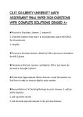 CLST 103 LIBERTY UNIVERSITY MATH ASSESSMENT FINAL PAPER 2026 QUESTIONS WITH COMPLETE SOLUTIONS GRADED A&plus;