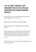 CLST 103 LIBERTY UNIVERSITY MATH ASSESSMENT PRACTICE SOLUTION 2026 QUESTIONS WITH COMPLETE ANSWERS GRADED A&plus;